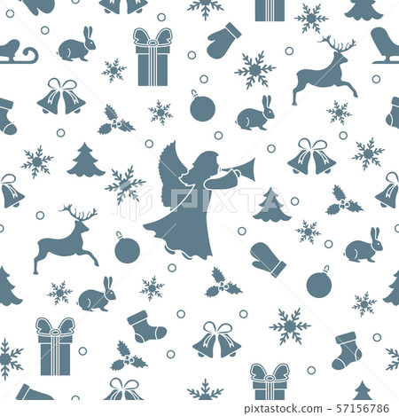 Happy New Year 2019 and Christmas seamless pattern Happy New Year 2019 and Christmas seamless pattern 57156786