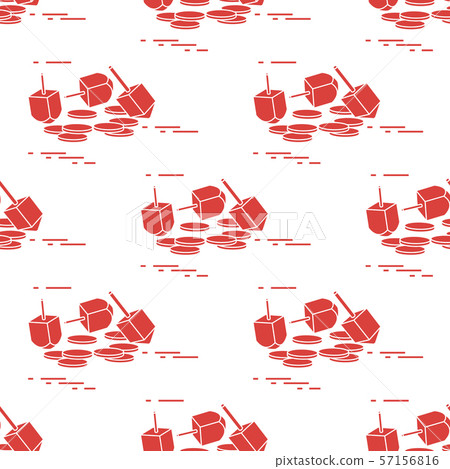 Seamless pattern with dreidel, sevivon, coins Seamless pattern with dreidel, sevivon, coins 57156816