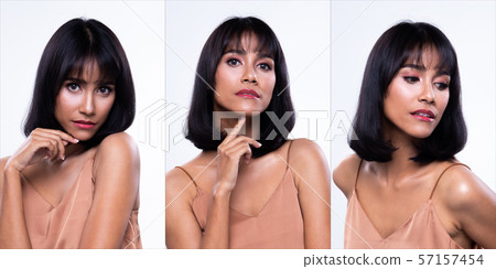 Fashion arab Woman Tan skin black hair beautiful 57157454