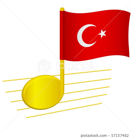 Turkey flag and musical note 57157482