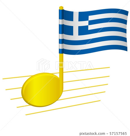 Greece flag and musical note-插圖素材 [57157565] - PIXTA圖庫