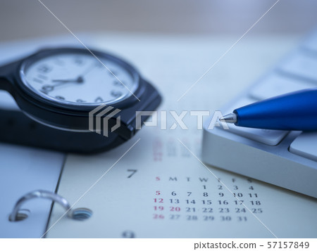 Business image, calendar, clock, keyboard, notebook 57157849