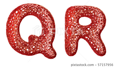 Realistic 3D letters set Q, R made of red plastic. - Stock Illustration ...