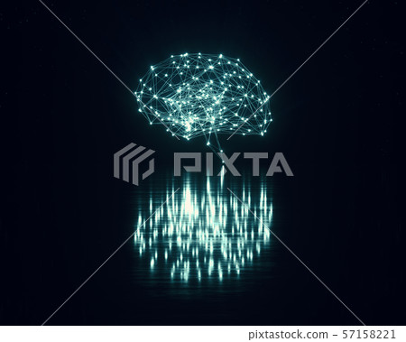 Digital human brain on reflective surface Digital human brain on reflective surface 57158221