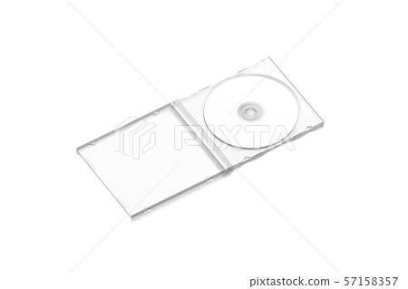 Blank white cd case mock up opened, side view, isolated, 57158357