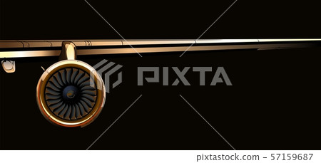 Airliner wing with turbine on dark background 57159687