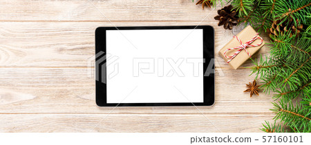 Digital tablet mock up with rustic Christmas 57160101