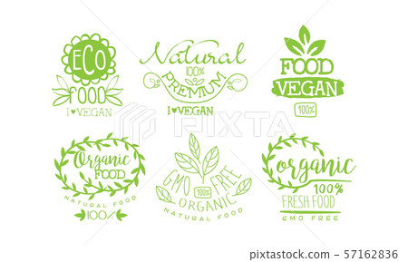 Natural Fresh Food Premium Green Labels Set,... - Stock Illustration ...