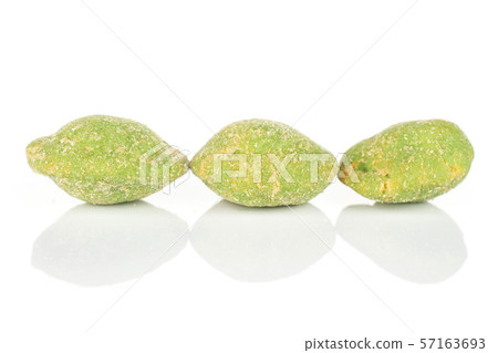 Green wasabi peanut isolated on white Green wasabi peanut isolated on white 57163693