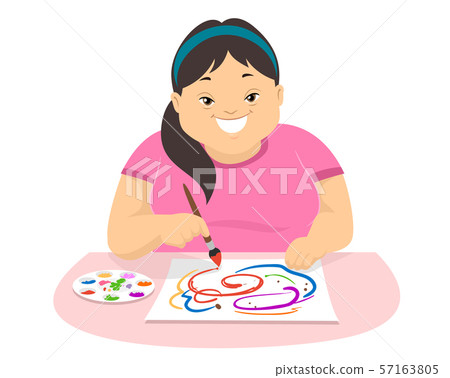 Teen Girl Down Syndrome Painting Hobbies 57163805