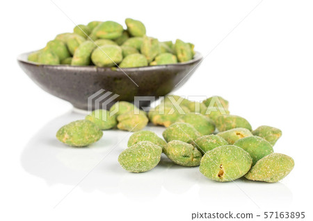 Green wasabi peanut isolated on white Green wasabi peanut isolated on white 57163895