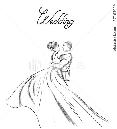 Wedding romantic couple sketches Royalty Free Vector Image