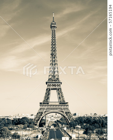 Paris Eiffel Tower Vertical Position Sepia Stock Photo 57165194 Pixta