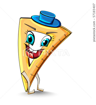 Ruler triangle funny character smiling Vector. - Stock Illustration ...