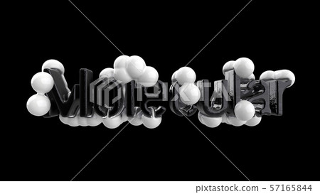 Model of abstract molecular structure with word lettering in trendy black and white colors. Isolated Model of abstract molecular structure with word lettering in trendy black and white colors. Isolated 57165844