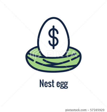 Retirement Savings Icon with retiring & monetary Retirement Savings Icon with retiring & monetary 57165920