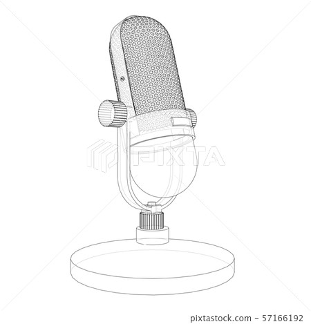 Outline vintage microphone vector 57166192