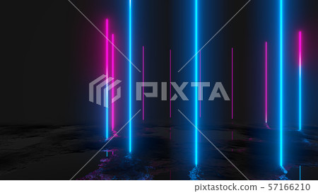 Glowing vertical neon lines, abstract background 57166210