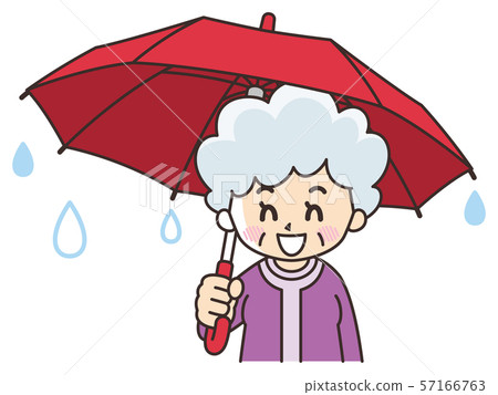 拿著傘的微笑的資深婦女 57166763