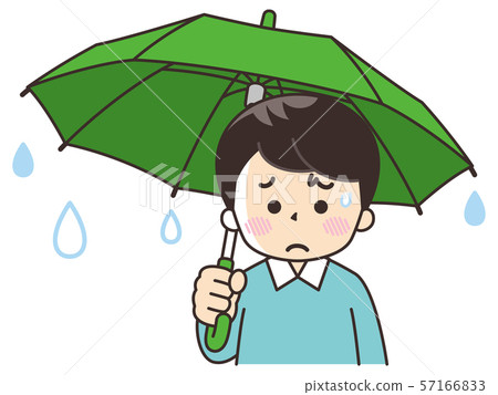 Melancholy young man with umbrella 57166833