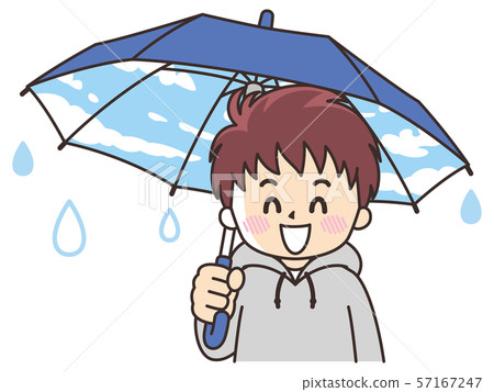 Young man holding an empty umbrella Young man holding an empty umbrella 57167247