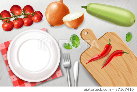 Vegetarian dish preparation Vector realistic. 57167410