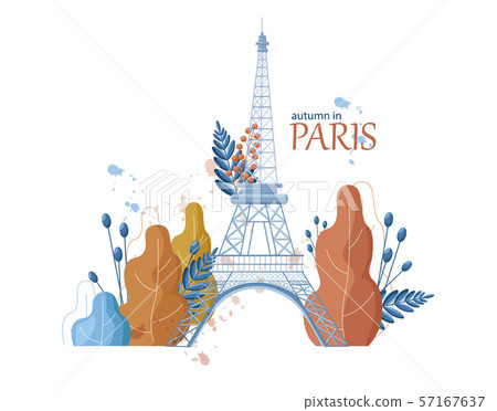 Autumn Eiffel Tower icon Vector. Paris fall season 57167637
