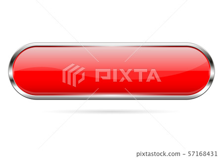 Red glass button. 3d shiny oval icon - Stock Illustration [57168431 ...