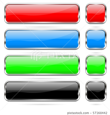 Colored buttons set. Shiny 3d glass icons - Stock Illustration ...