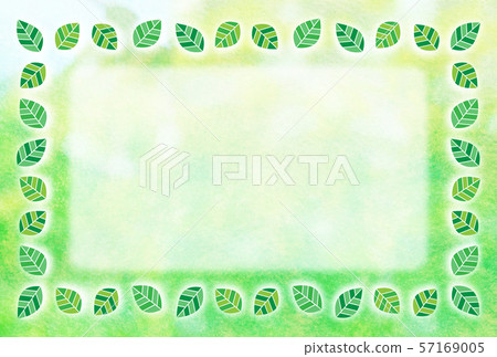 Fresh green leaf frame watercolor Fresh green leaf frame watercolor 57169005