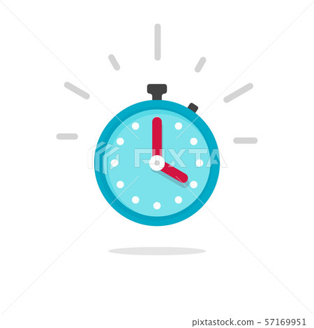 Stopwatch or timer with fast time count down icon vector, flat cartoon chronometer symbol or 57169951