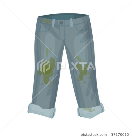Dirty gray jeans. Vector illustration on a white background. 57170010