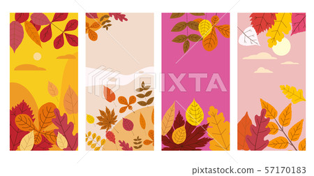 Set colorful autumn templates of autumn fallen leaves orange yellow foliage. Backgrounds social Set colorful autumn templates of autumn fallen leaves orange yellow foliage. Backgrounds social 57170183