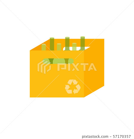 Open flat box with empty bottle of wine 57170357