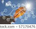 Natural blurred background with blue sky and 57170476
