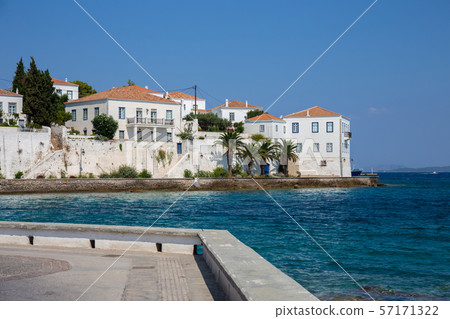 Buildings of Spetses island on Saronic gulf near Buildings of Spetses island on Saronic gulf near 57171322