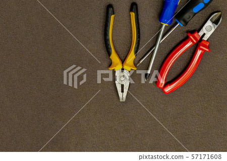 pair pliers narrow plastic handle screwdriver pair pliers narrow plastic handle screwdriver 57171608