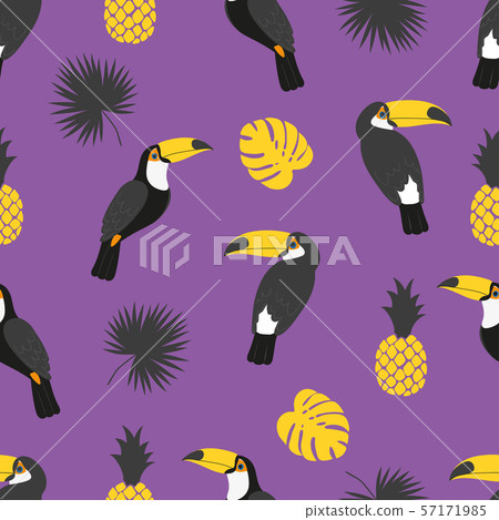 Seamless tropical pattern with toucans Seamless tropical pattern with toucans 57171985