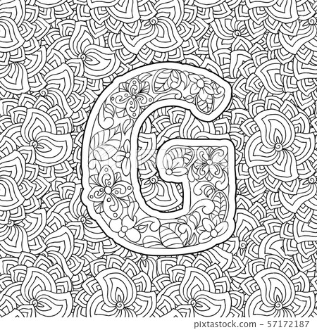 Coloring Book Ornamental Alphabet Letter G Font 57172187