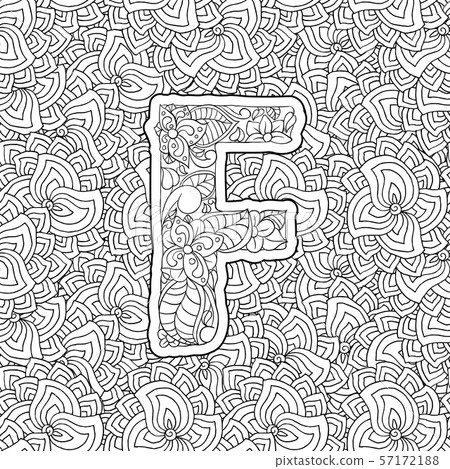 Coloring Book Ornamental Alphabet Letter F Font Coloring Book Ornamental Alphabet Letter F Font 57172188
