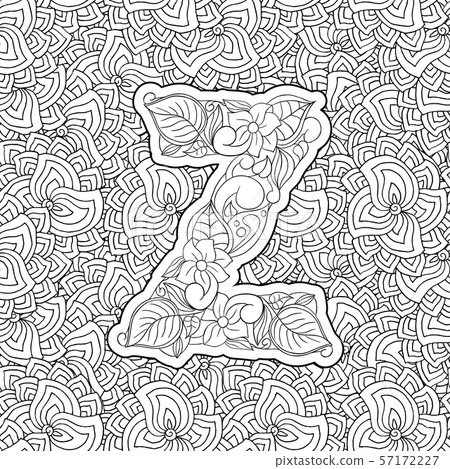 Coloring Book Ornamental Alphabet Letter Z Font 57172227