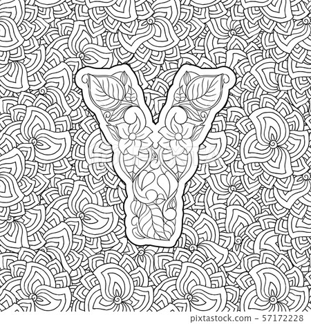Coloring Book Ornamental Alphabet Letter Y Font 57172228