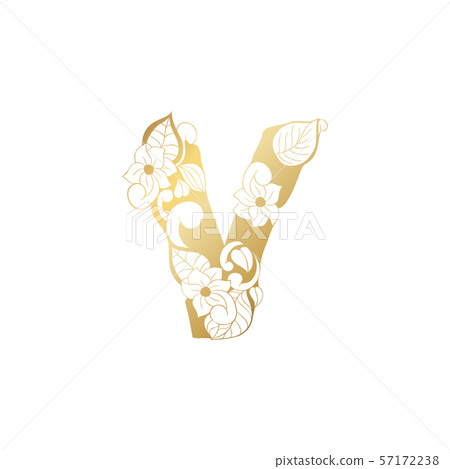 Golden Ornamental Alphabet Letter V Font 57172238