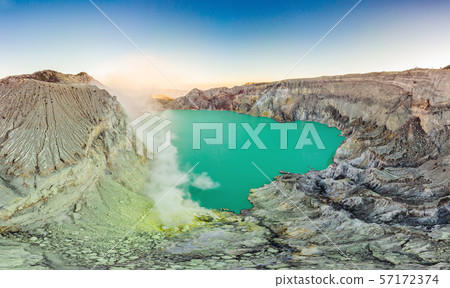 Aerial shot of the Ijen volcano or Kawah Ijen on the Indonesian language. Famous volcano containing Aerial shot of the Ijen volcano or Kawah Ijen on the Indonesian language. Famous volcano containing 57172374