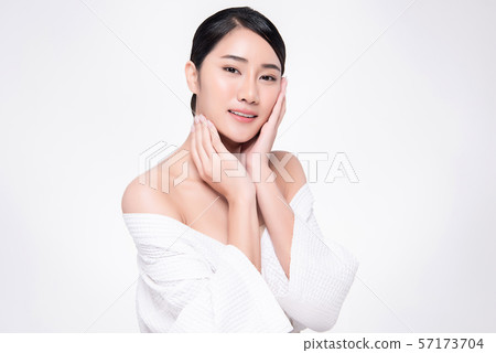 Beautiful Young Asian Woman with Clean Fresh Skin, Beautiful Young Asian Woman with Clean Fresh Skin, 57173704