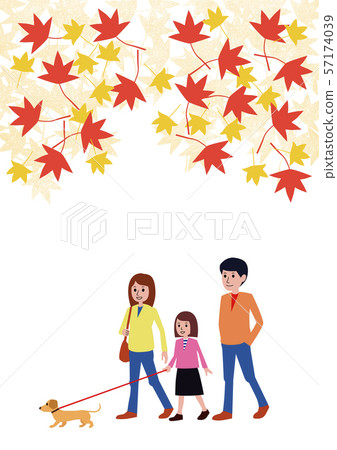 Autumn promenade, dog walk with family Autumn promenade, dog walk with family 57174039