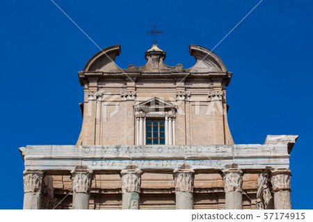 Temple of Antoninus and Faustina at the Roman Forum in Rome Temple of Antoninus and Faustina at the Roman Forum in Rome 57174915