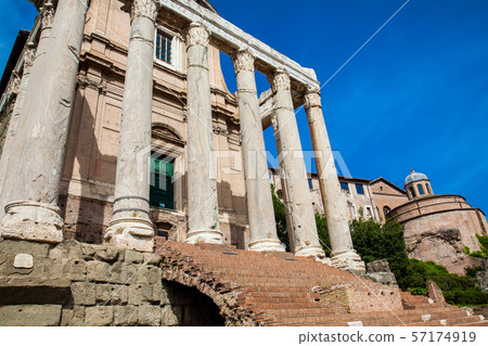 Temple of Antoninus and Faustina at the Roman Forum in Rome Temple of Antoninus and Faustina at the Roman Forum in Rome 57174919