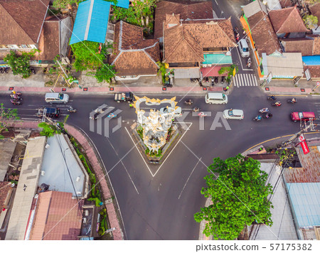Stone sculpture of Arjuna in Ubud town, Bali island, Indonesia. Arjuna is a hero of the ancient 57175382