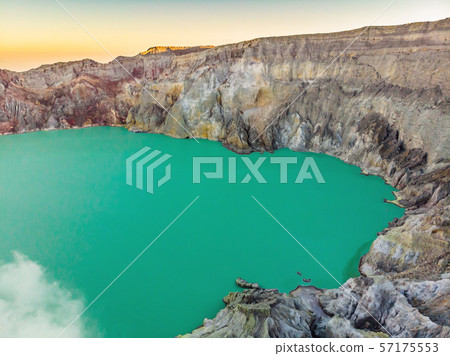 Aerial shot of the Ijen volcano or Kawah Ijen on the Indonesian language. Famous volcano containing Aerial shot of the Ijen volcano or Kawah Ijen on the Indonesian language. Famous volcano containing 57175553